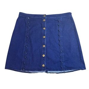 Draper James Blue Jean Skirt Size 20 Dark Wash Button Front Stretchy Denim